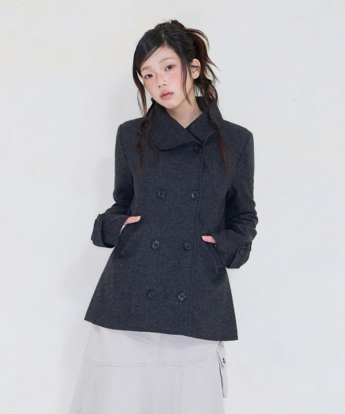 TULIP DOUBLE HALF WOOL COAT GREY