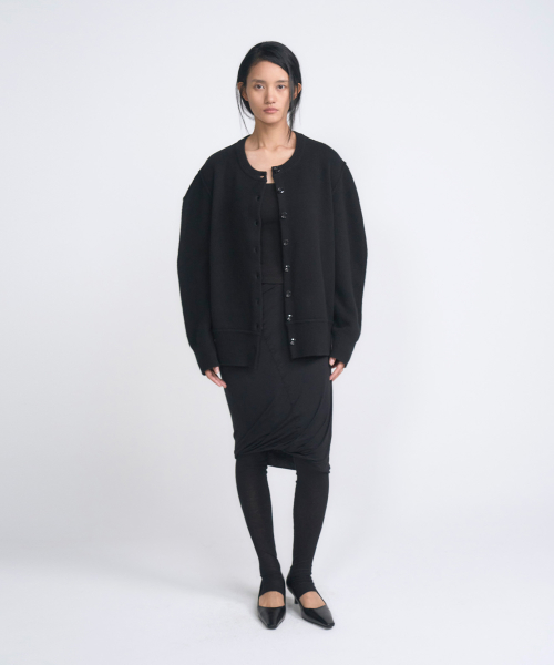 Volume Wool Cardigan_Black-VN25W006