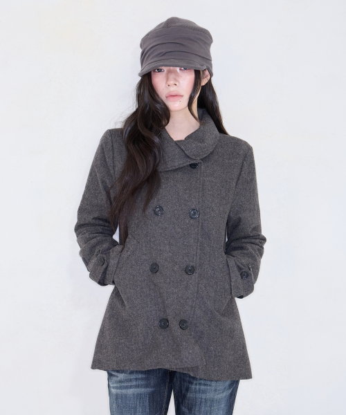 TULIP DOUBLE HALF WOOL COAT BROWN