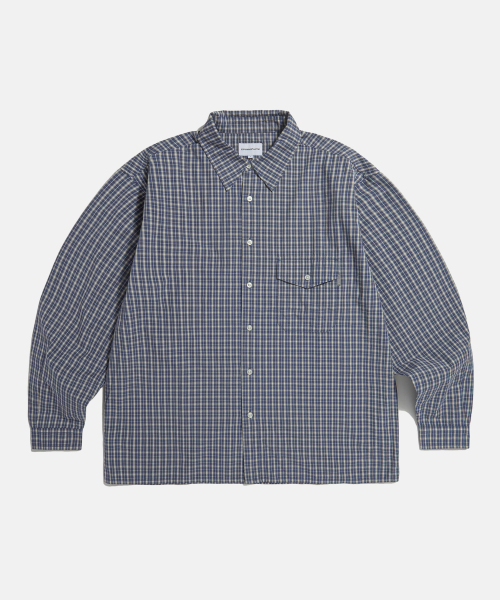 에스피오나지 Vintage Check 1 Pocket Shirt Blue