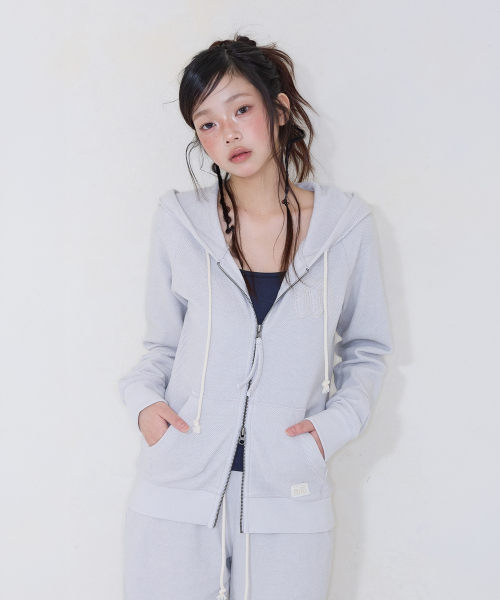 FADED PIGMENT HOOD ZIP-UP GREY