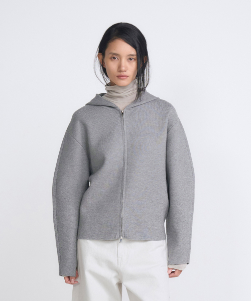 Knit Zip Hoodie_heather grey-VN25W007