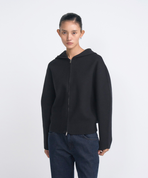 Knit Zip Hoodie_Black-VN25W007
