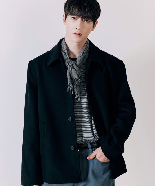 울 블렌드 쇼트 코트 [BLACK]