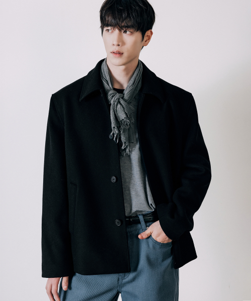 드로우핏 울 블렌드 쇼트 코트 [BLACK]