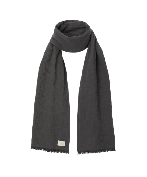 LACE TASSEL SCARF CHARCOAL