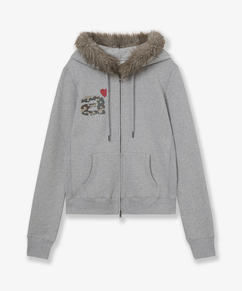 FUR DOT SMALL LETTER HOOD ZIP UP [MELANGE GREY]