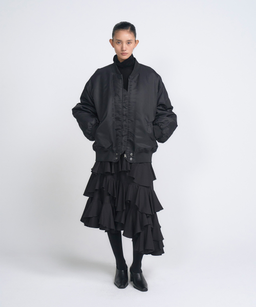 Matte Nylon Volume Bomber Jacket-VN25W004