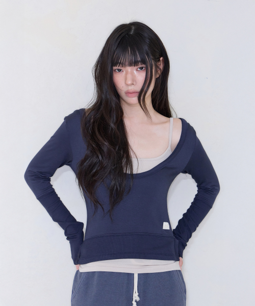 2-WAY U-NECK T NAVY