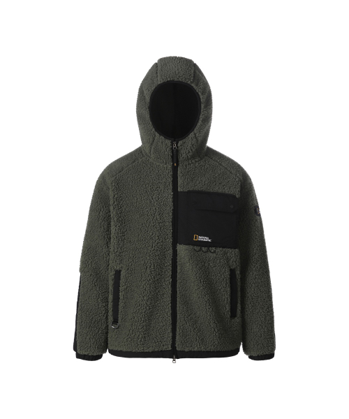 내셔널지오그래픽 NRN 쉐르파 포켓 배색 후드 자켓 OLIVE GREEN N264UFJ152