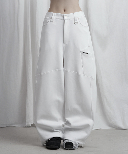 Panel Pocket Wide Training Pants (White)