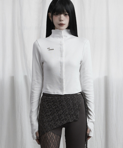 Snap Front Crop Top (White)