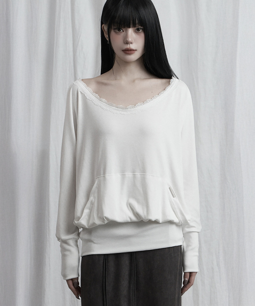 Lace Drape Off-Shoulder Top (White)