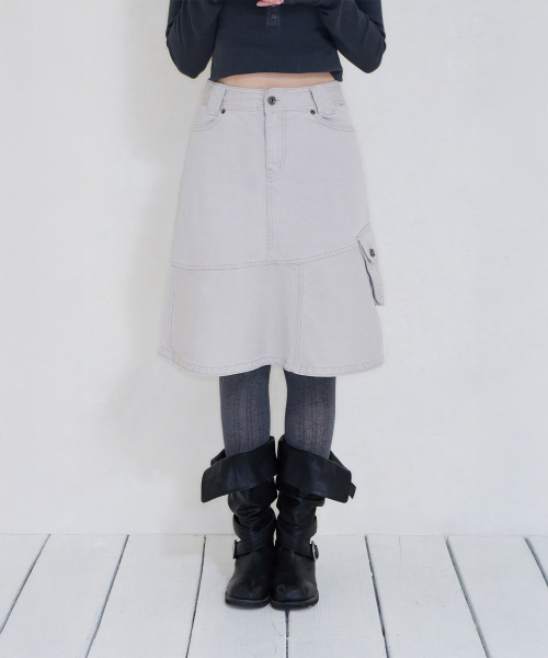 CARGO POCKET MERMAID MIDI SK GREY