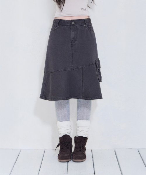 CARGO POCKET MERMAID MIDI SK CHARCOAL