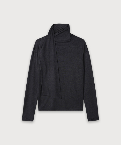 Tie Blouse T shirt (Charcoal)