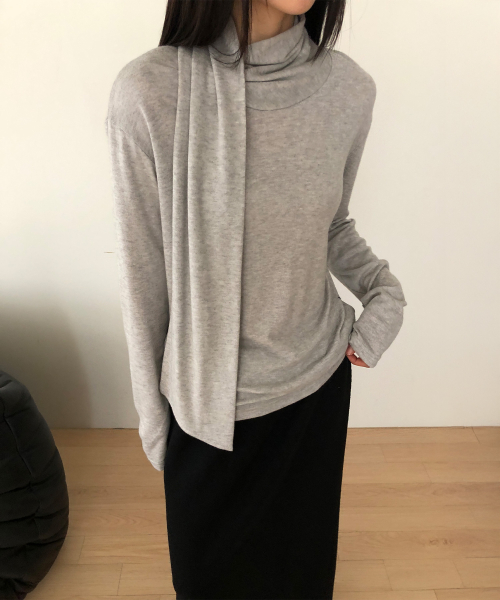 Tie Blouse T shirt (Gray)