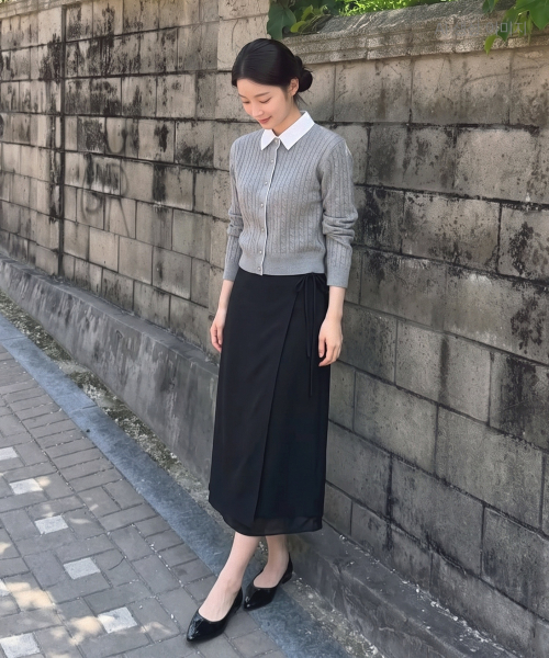 로엠 랩 디테일 롱 스커트 RMWHG4TR13