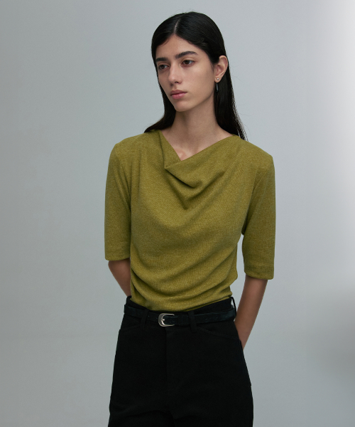 COWL-NECK HALF-SLEEVE TOP AVOCADO