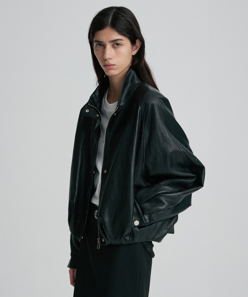 LEATHER BLOUSON JACKET BLACK