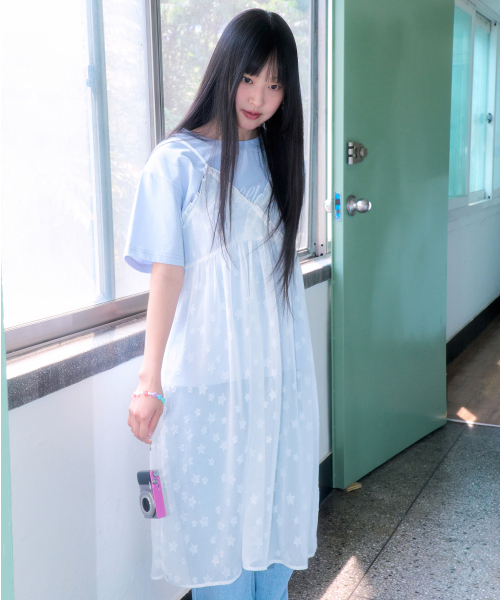 SHINY STAR LAYERED DRESS_WHITE