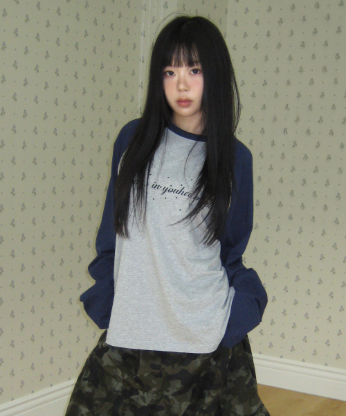 YOUHEE MODE REGLAN LONG SLEEVE_MELANGE GREY — Main product photo