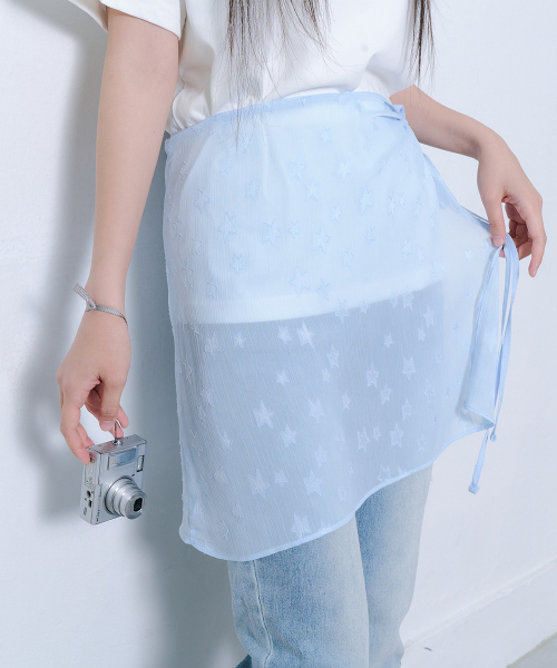 SHINY STAR LAYERED SKIRT_BLUE