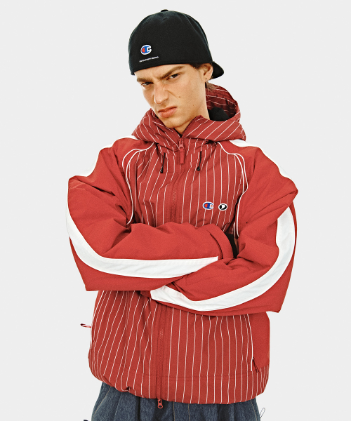 디미토 [CHAMPION x DIMITO] HERITAGE BLOCK LINE JACKET STRIPE RED