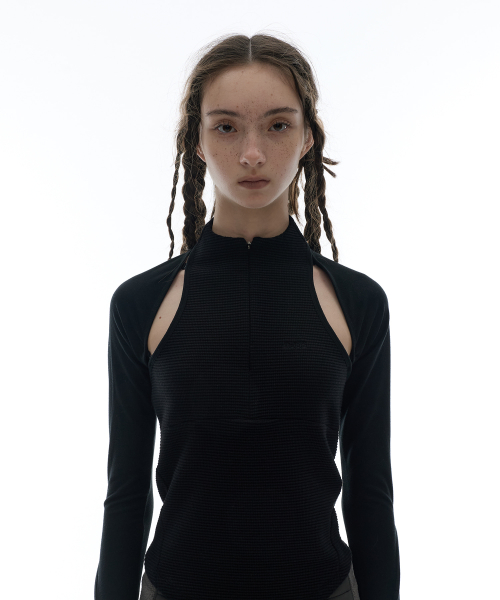 Detachable Bolero Half Zip-up / Black