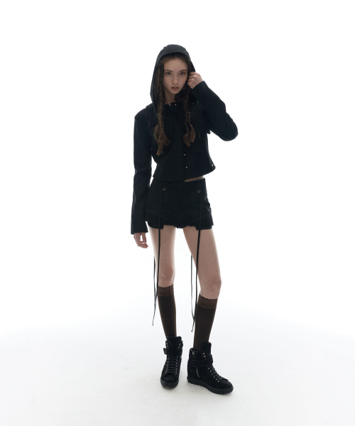 Layered Bolero Wool Jacket / Black