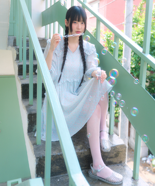 TWINKLE FLOWER SAILOR NECK DRESS