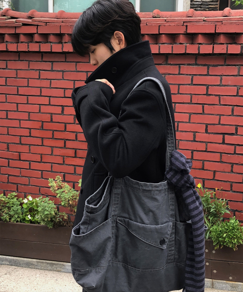 Big wrap pocket tote bag CHARCOAL