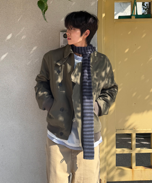 Basic striped scarf BLACK — Main product photo