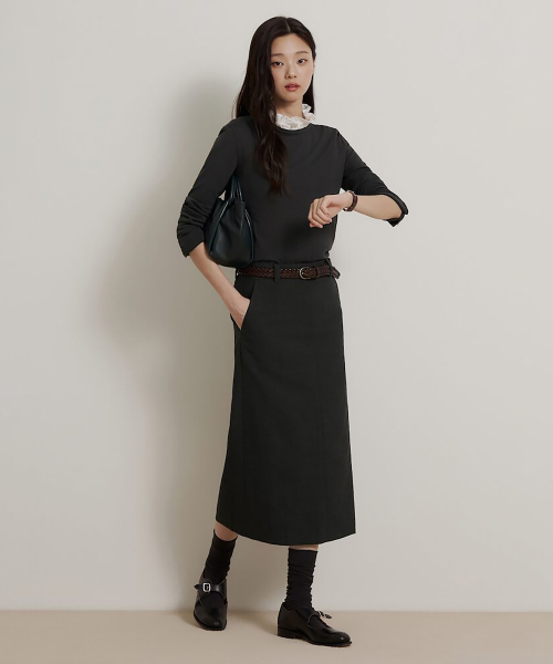 빈폴 레이디스 울폴리 H라인 스커트 애쉬 (BF6827C524)