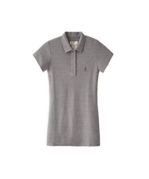 Cotton button down pique polo mini dress graphite