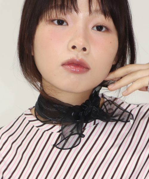 organza petit scarf - black