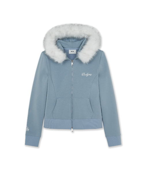 WOMENS FAKE FUR TRIMMING HOOD ZIP UP