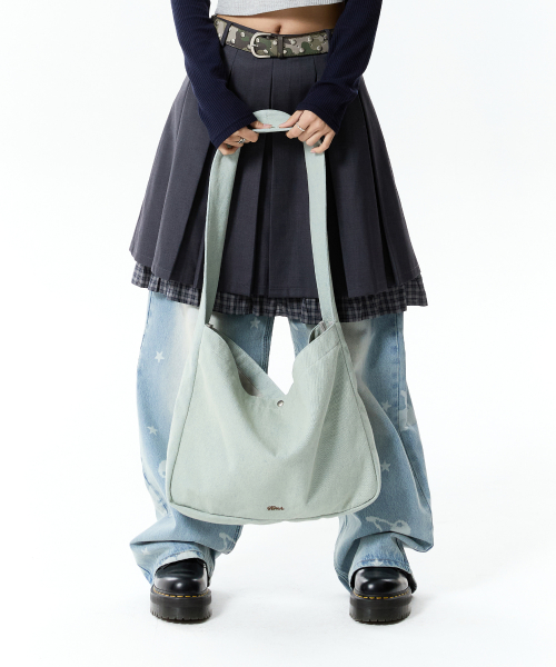LOGO EMBROIDERY DENIM ECO BAG(INDIGO BLUE)
