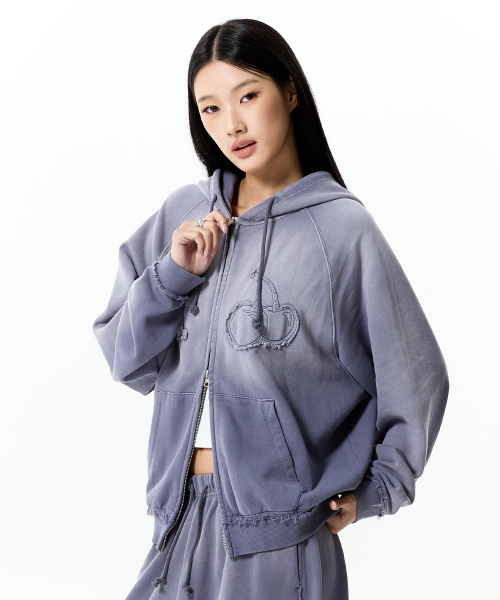 PIGMENT LOOSE-FIT HOODED ZIP-UP(BLUE)