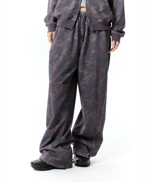 CHERRY CAMO WIDE-FIT PANTS(DARK PURPLE)