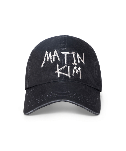 VINTAGE WASHED GRAFFITI BALL CAP IN BLACK