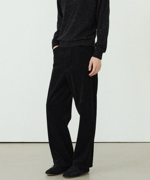 Corduroy Wide Fit Pants Black IEPA6F203BK