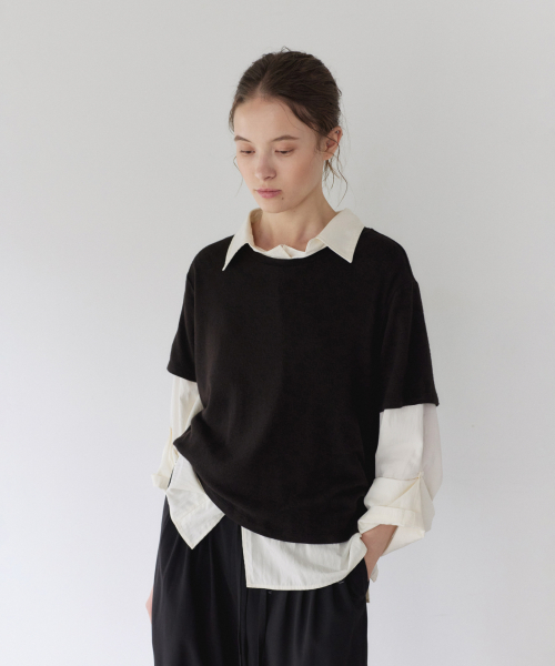 SOFT WOOL BLEND T-SHIRT, BLACK