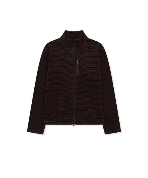 STRIPED VELOUR ZIP UP IN BROWN