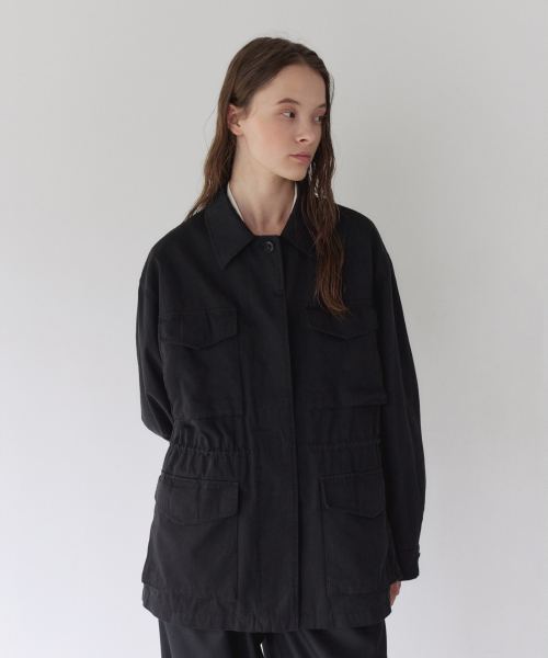 WASHED COTTON FIELD JACKET, BLACK