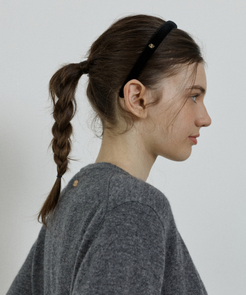 dp logo velvet hairband - black