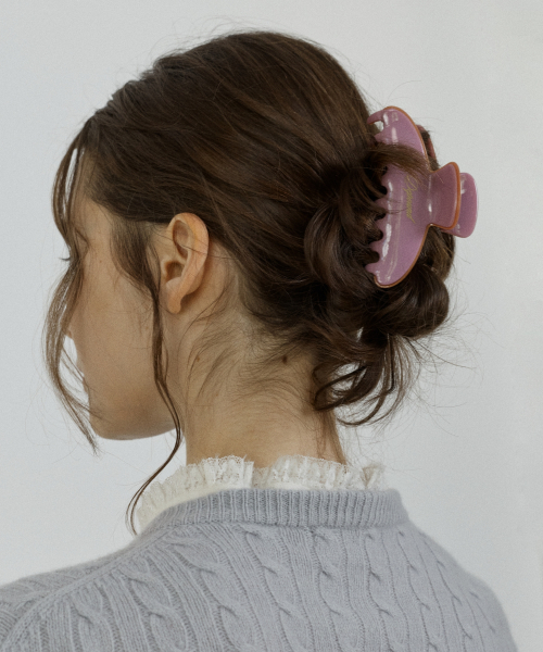 lettering logo hair claw - pink