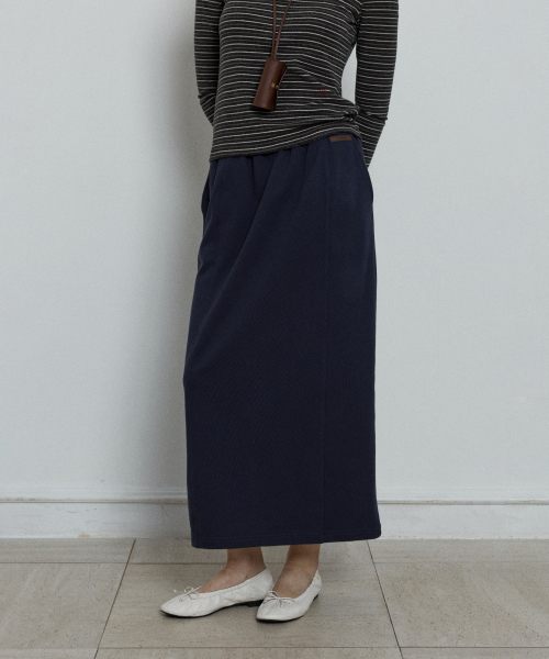 panelled banding sweat skirt - navy