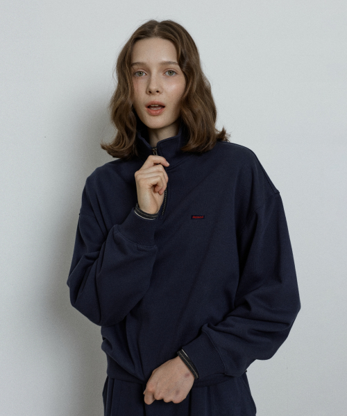relaxed half zip up sweatshirt - navy