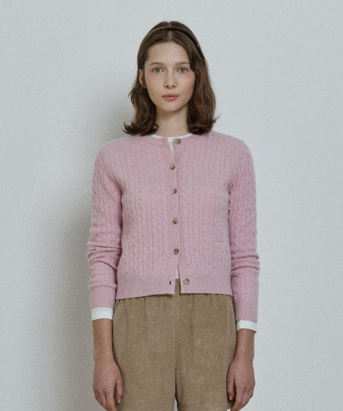 merino wool cable cardigan - pink